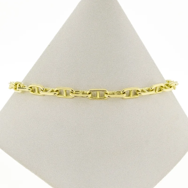 Solid stone bangles-Anchor Mariner Link 9" Chain Bracelet in 14K Yellow Gold