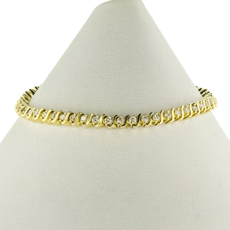 Small star bangles-2.00ctw Diamond Accented S Link 7.25" Tennis Bracelet in 14K Yellow Gold