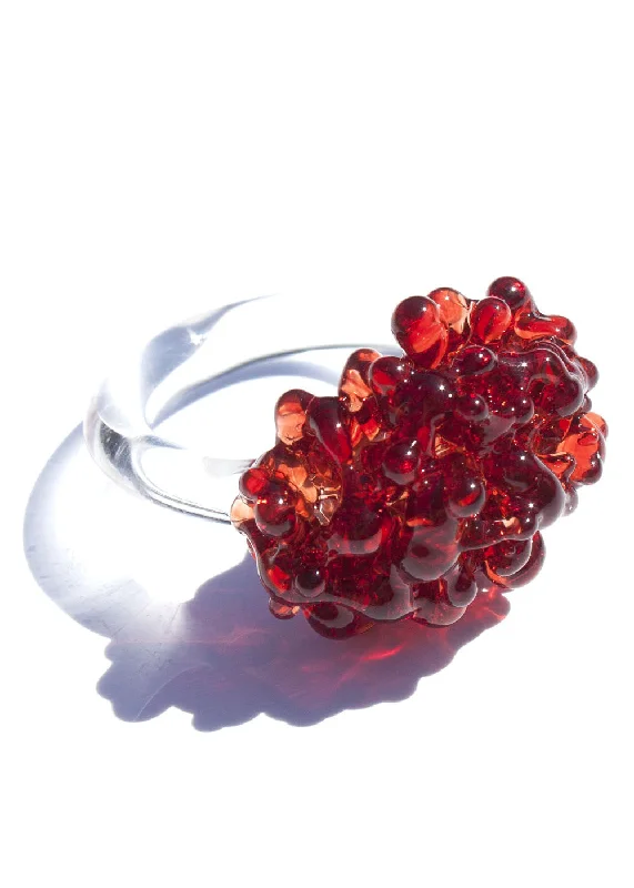 Luxe diamond rings-Glass Cluster Ring - Pomegranate