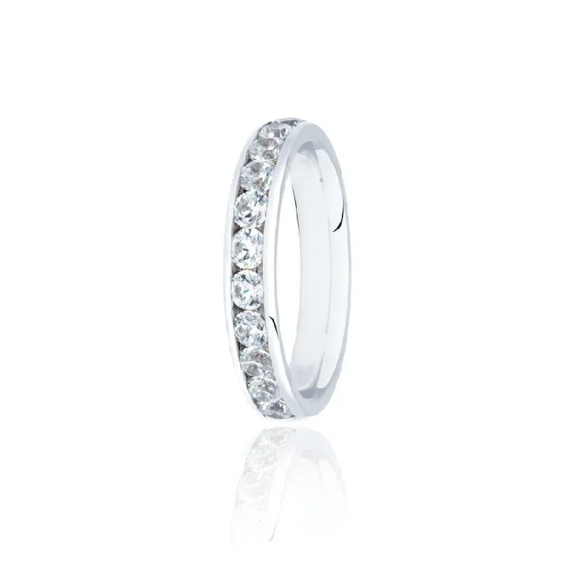 Oval diamond engagement rings-Platinum Round Brilliant Cut Diamond Set Eternity Ring