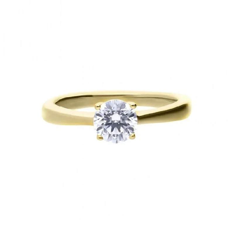 Classic diamond engagement rings-Gold Plated Silver 0.75ct Cubic Zirconia Solitaire Ring, size O 1/2