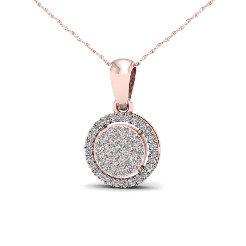 Glossy pearl necklaces-De Couer 1/6ct TDW Diamond Halo Necklace - Pink