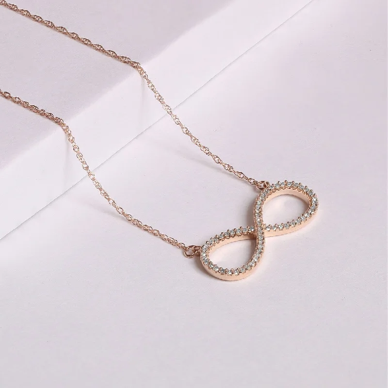 Woven tribal necklaces-De Couer 10k Gold 1/6ct TDW Diamond Infinity Loop Necklace