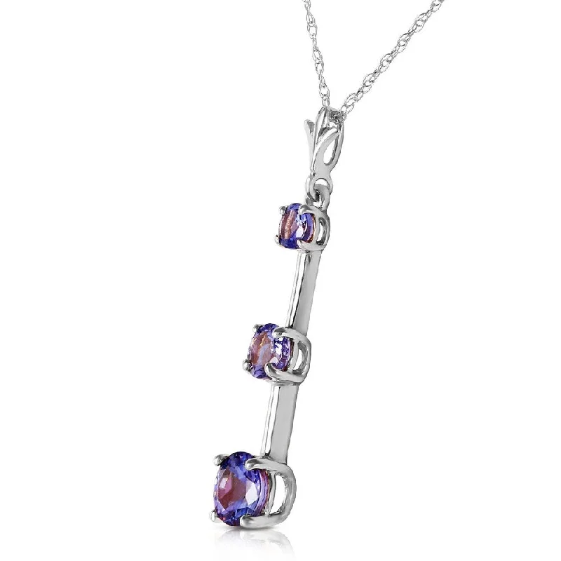 Pixie wing necklaces-1.25 CTW 14K Solid White Gold Wished For Reaches Tanzanite Necklace