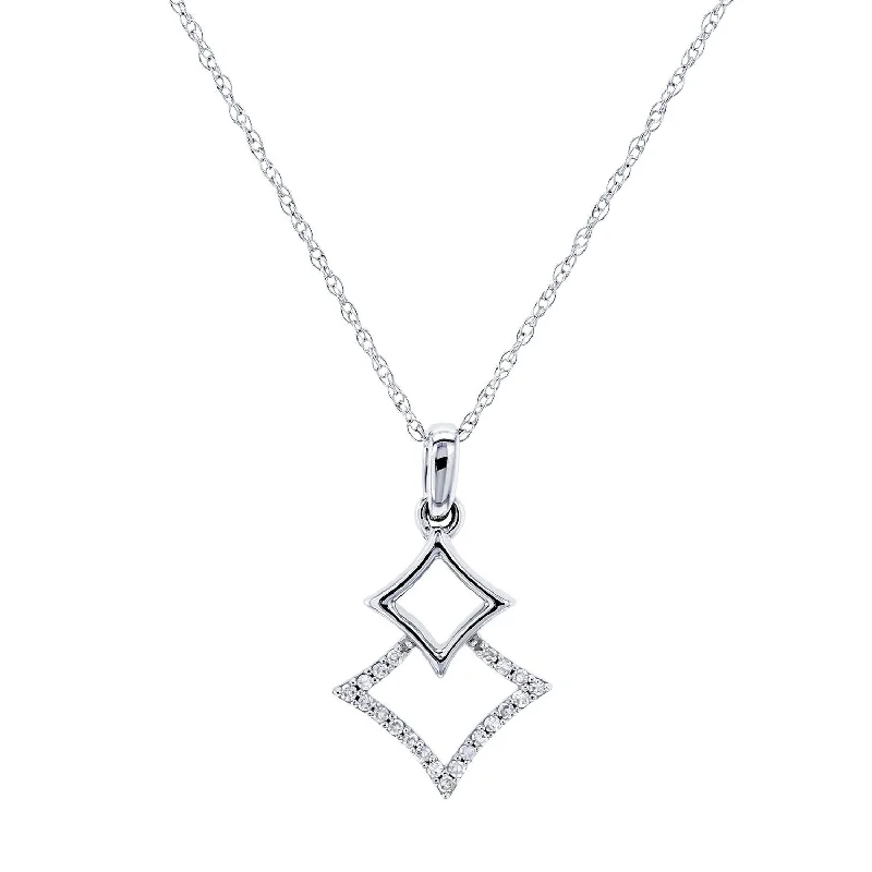 Light filigree necklaces-Annello by Kobelli 10k Gold Rhombus Geometric Diamond Necklace, 18 Inch