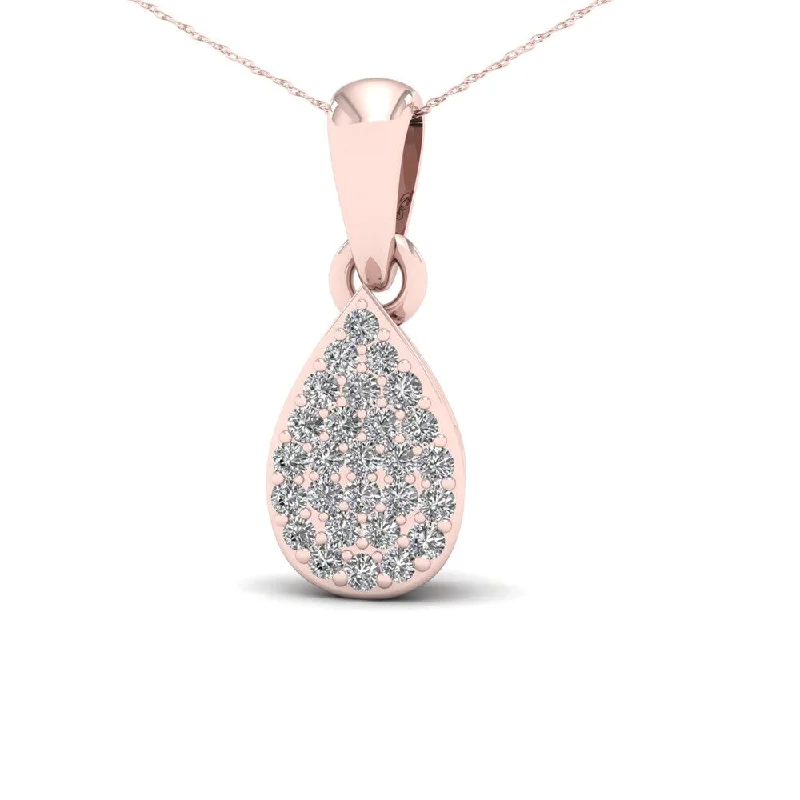 Spiral braid necklaces-De Couer 1/10ct TDW Diamond Pear Shape Necklace - Pink