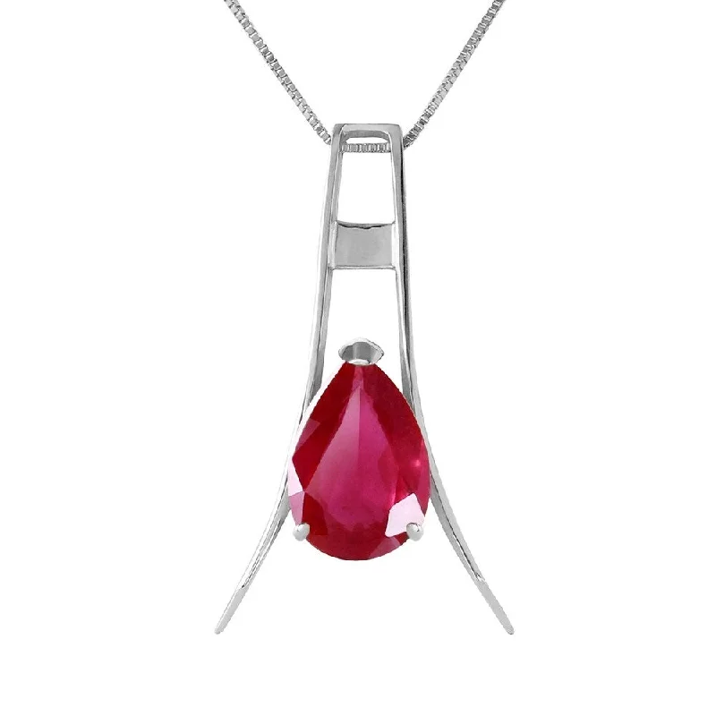 Thin-line necklaces-1.5 Carat 14K White Gold Orpheus Singing Ruby Necklace