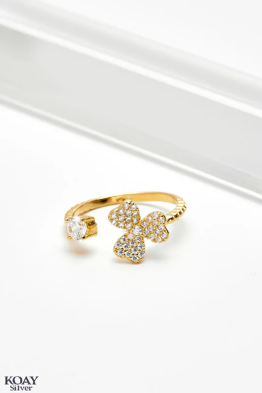 Sleek gold rings-Zircon Ring (050) Gold Plated