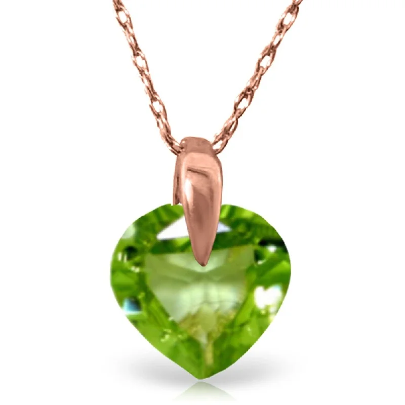 Mesh choker necklaces-1.15 Carat 14K Rose Gold Heart Peridot Necklace