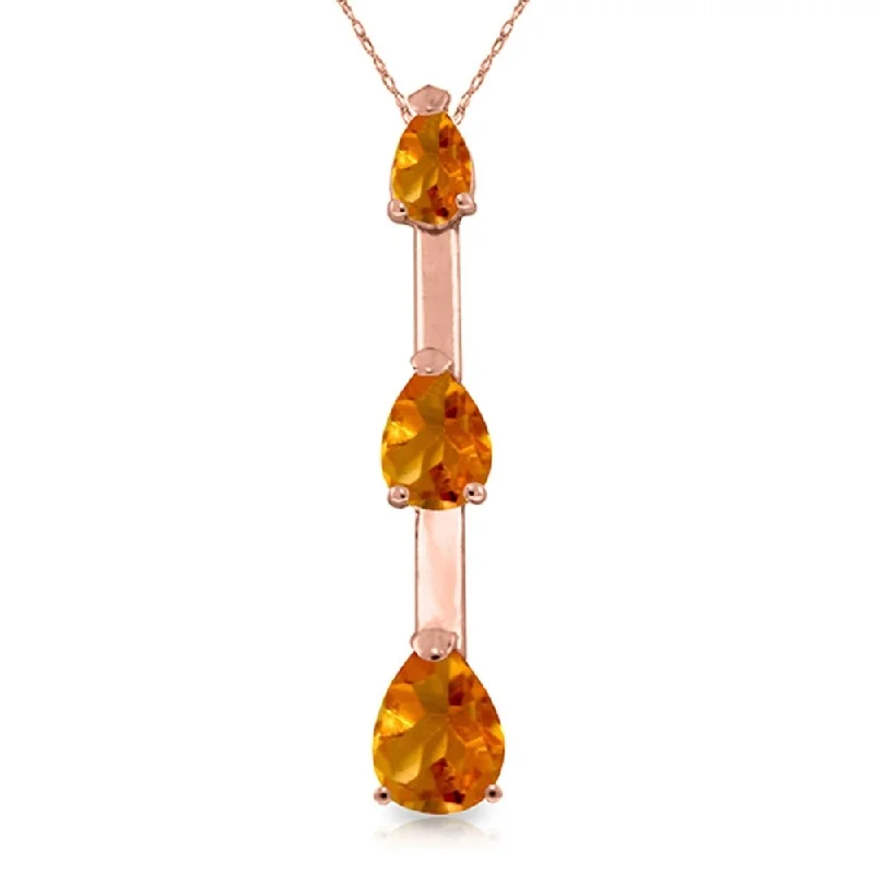 Quartz stone necklaces-14K Rose Gold Citrine Certified Series Limited Edition Necklace