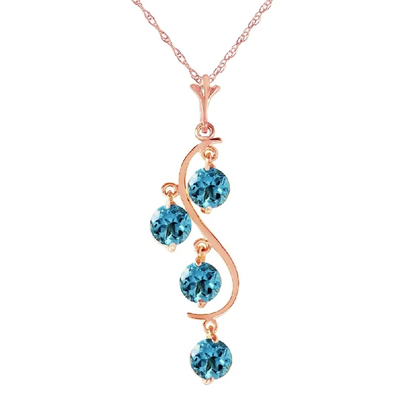 Lapis gem necklaces-14K Rose Gold Blue Topaz Gemstone New Necklace