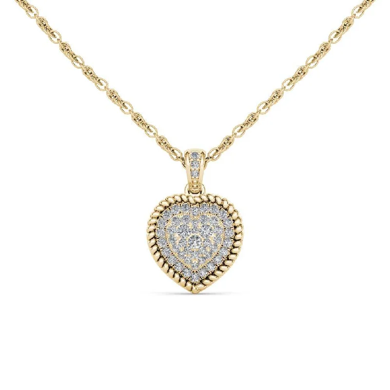 Minimal gem necklaces-De Couer 10k Yellow Gold 1/4ct TDW Diamond Cluster Heart Necklace