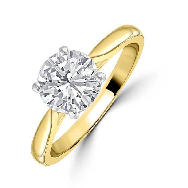 Twilight gothic engagement rings-1.50ct Round Brilliant Cut Diamond Solitaire 18ct Yellow Gold Ring