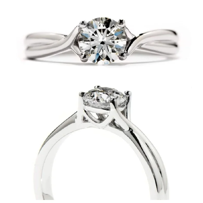 Open shank engagement rings-Platinum Simply Bridal Twist Solitaire Ring