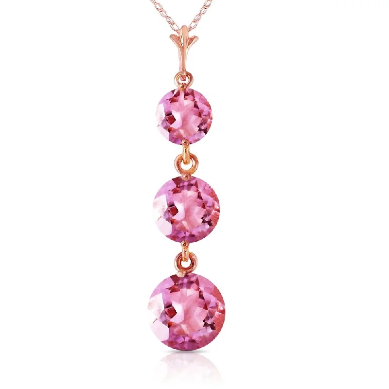 Sleek design necklaces-3.6 Carat 14K Rose Gold Necklace Natural Pink Topaz