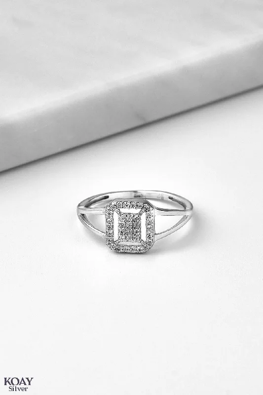 Sleek band rings-Zircon (073-Square) Ring