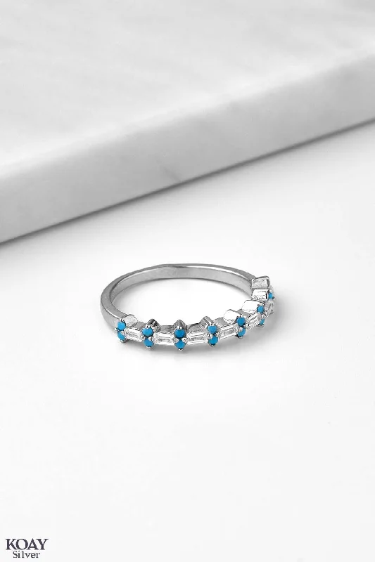 Smooth stone rings-Zircon Ring (065-Turquoise)