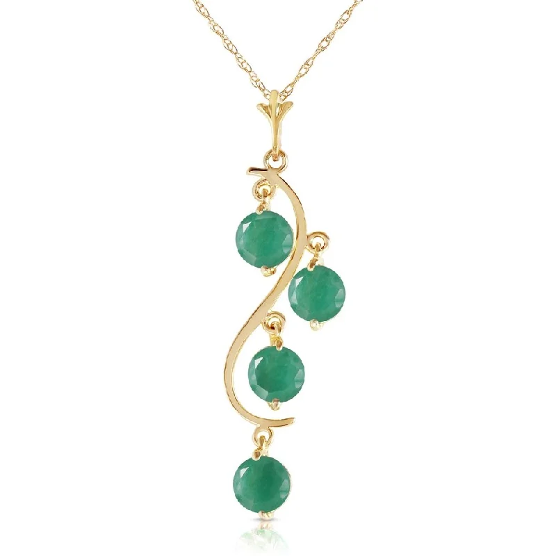 Polished gold necklaces-2 Carat 14K Gold House of Love Emerald Necklace