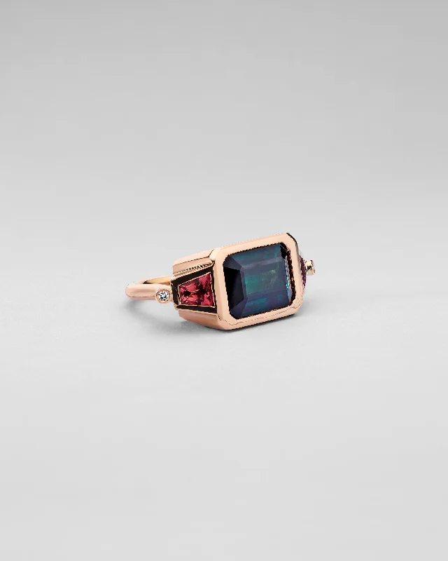 Java tile rings-LA CRÈME HUNTER & PINK TOURMALINE COCKTAIL RING