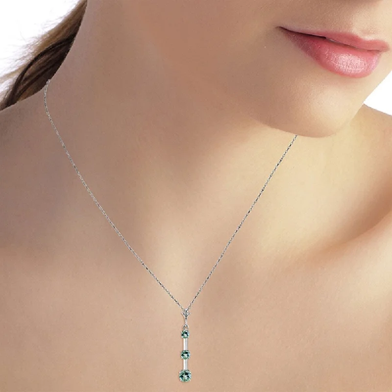 Sapphire stone necklaces-1.25 Carat 14K White Gold Handwritten Blue Topaz Necklace