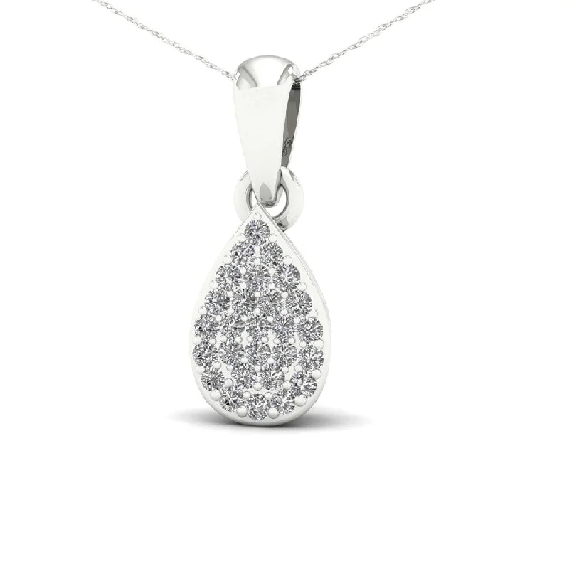 Thick collar necklaces-De Couer 1/10ct TDW Diamond Pear Shape Necklace - White