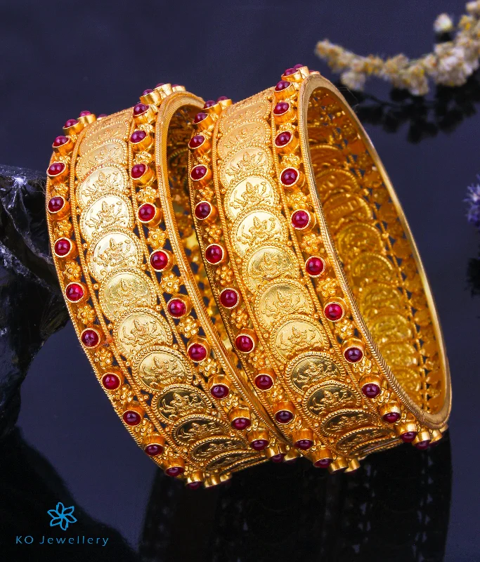 Secure clasp bangles-The Sindhuja Silver Lakshmi Coin Bangle (Size 2.2/2.4/2.6/2.8)