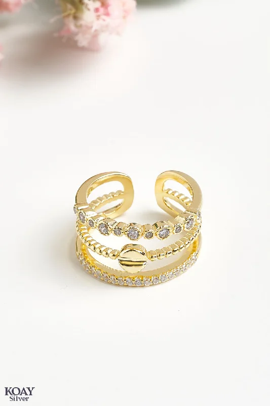 Baroque pearl rings-Triple Layer (GP) Ring