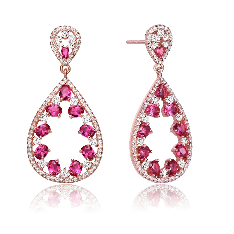 Half moon earrings-Yvonne Red Cubic Zirconia Accent Drop Earrings