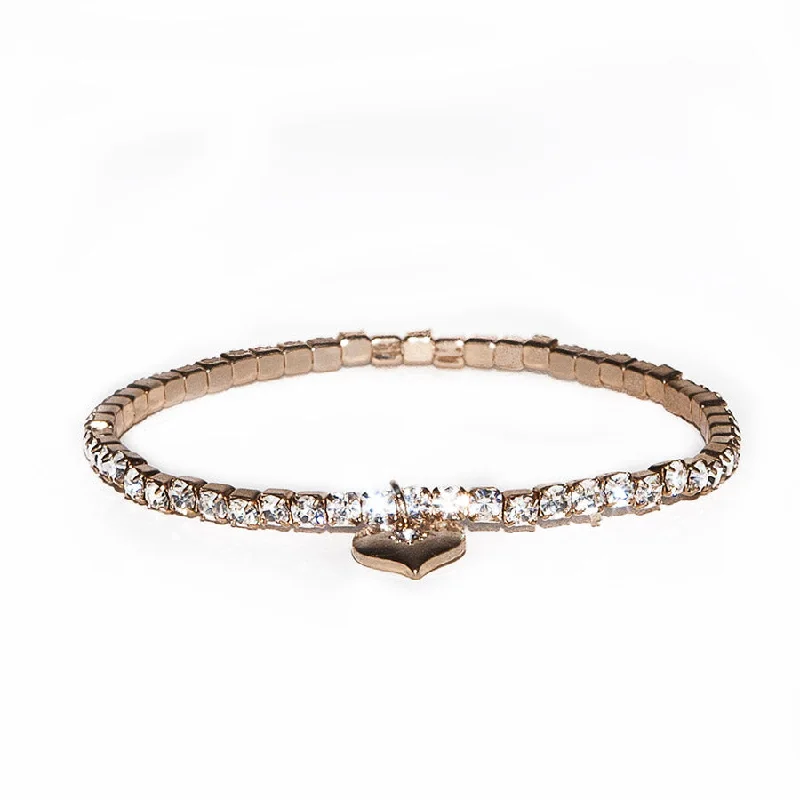 Matte link bangles-Lovett Clear Swarovski Crystal Stretch Tennis Bracelet