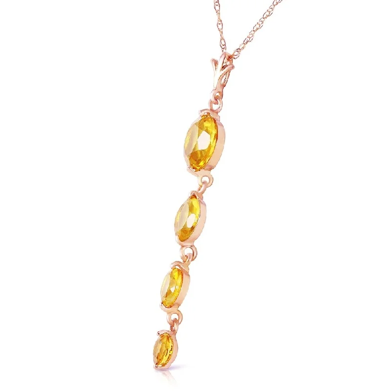 Tarnished silver necklaces-14K Solid Rose Gold Necklace with Natural Citrines