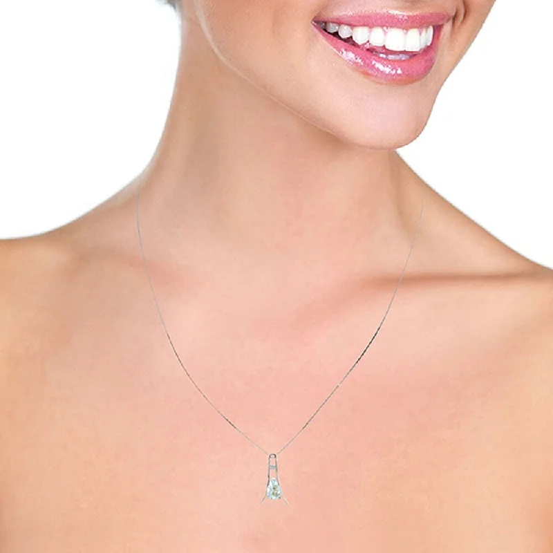 Minimal gem necklaces-1.5 Carat 14K White Gold Two to Tango Aquamarine Necklace