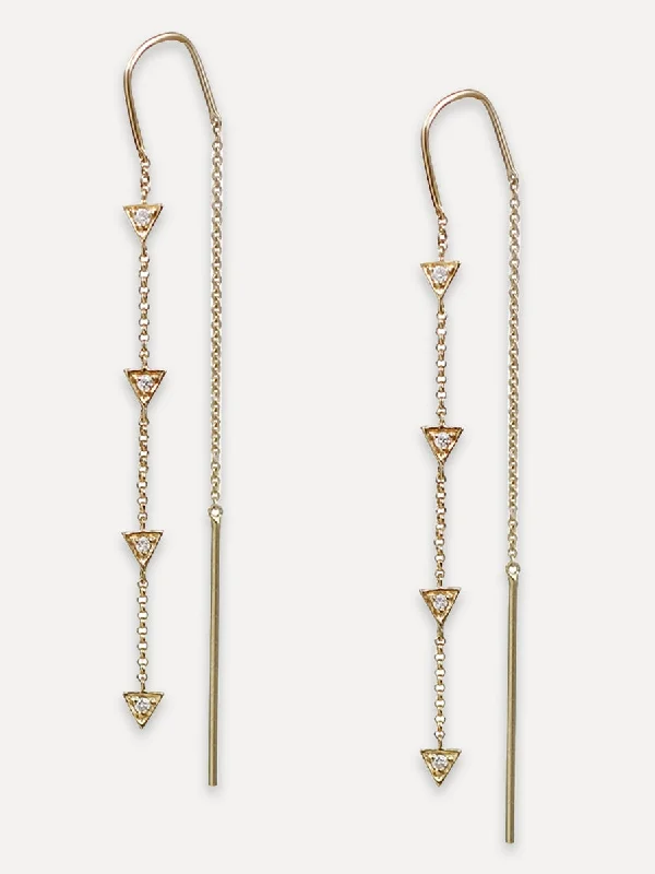 Alloy design earrings-14K Diamond Triangle Threader Earrings