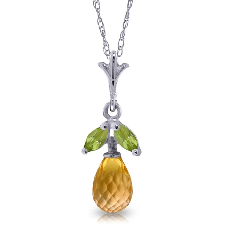 Fiber tassel necklaces-1.7 Carat 14K White Gold Uptown Chic Citrine Peridot Necklace