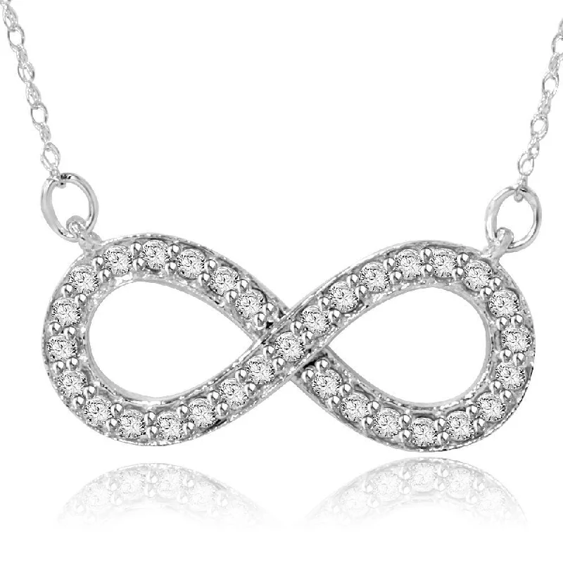 Quartz stone necklaces-14k White Gold 1/ 3ct TDW Diamond Infinity Necklace