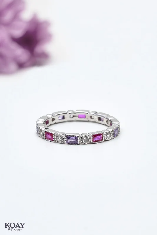 Blended metal rings-Zircon (061-Pink&Purple) Ring