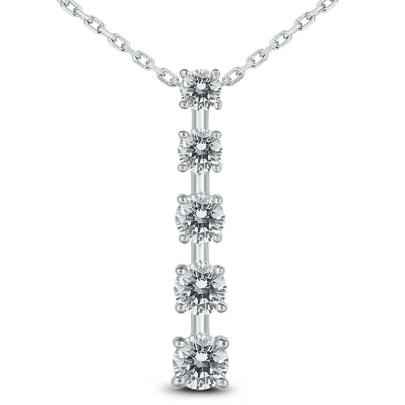 Wave motif necklaces-Marquee 14k White Gold 1ct TDW Diamond Journey Necklace (I-J, I1-I2)