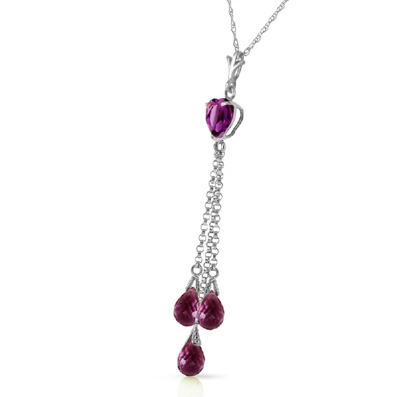 Offset design necklaces-4.75 CTW 14K Solid White Gold Much Tenderness Amethyst Necklace