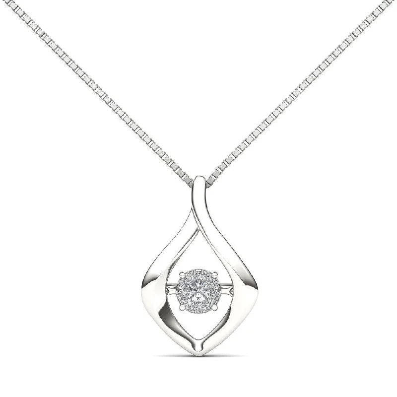 Neat-line necklaces-De Couer 10k White Gold 1/10ct TDW Diamond Fashion Necklace