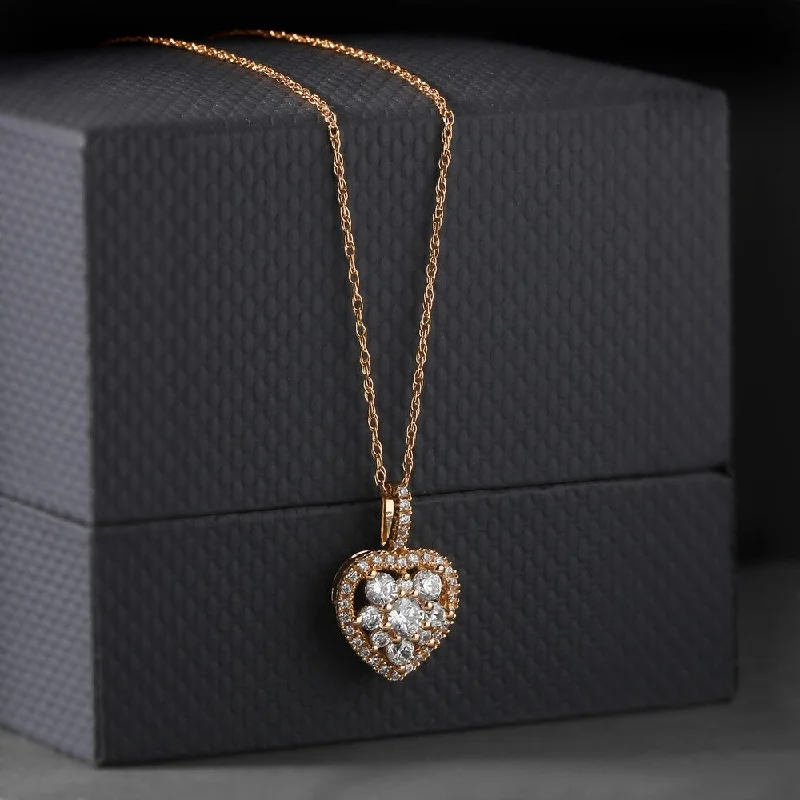 Worn style necklaces-De Couer 10k Rose Gold 2/5ct TDW Heart Shape Diamond Necklace - Pink