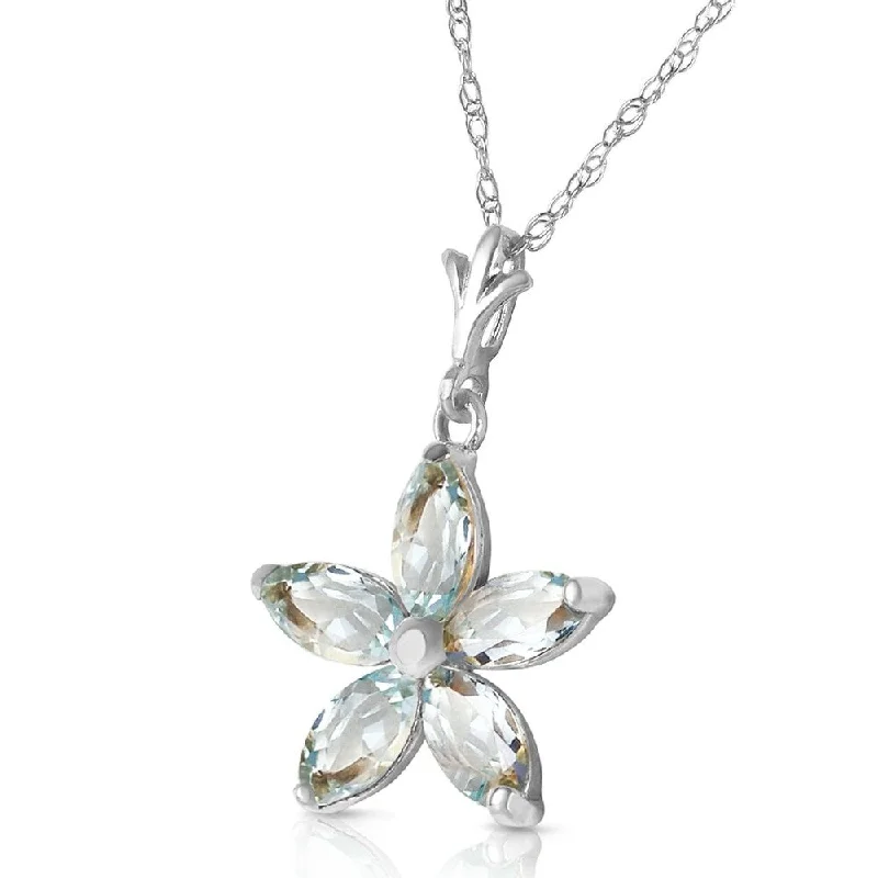 Smooth drop necklaces-1.4 CTW 14K Solid White Gold Missouri Aquamarine Necklace