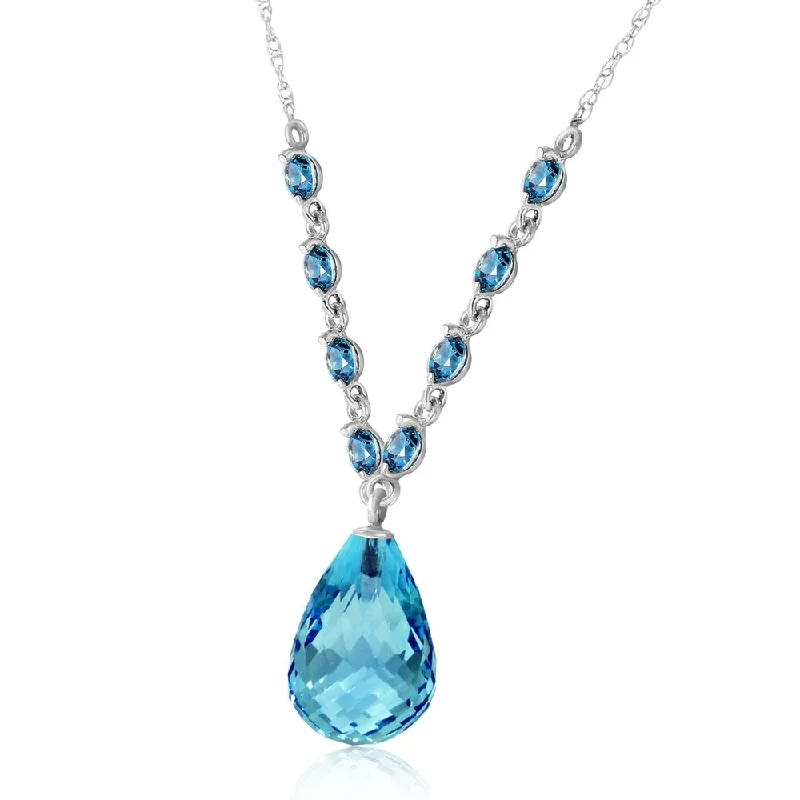 Tribal coin necklaces-11.5 Carat 14K Solid White Gold Midstream Blue Topaz Necklace