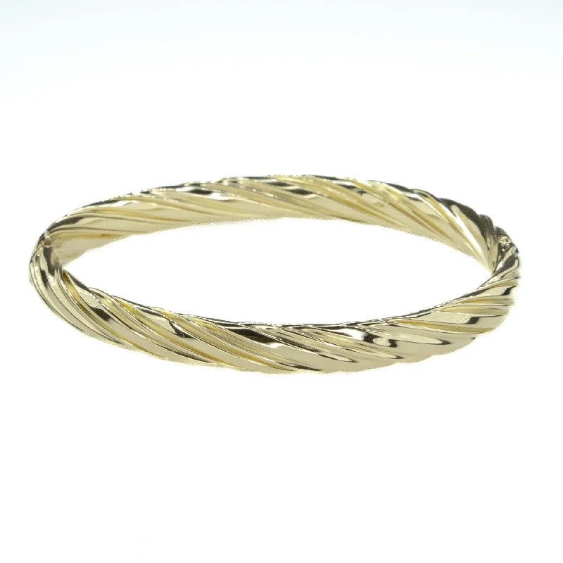 Antique silver bangles-6.6mm Wide Hinge Twist Bangle Bracelet in 14K Yellow Gold