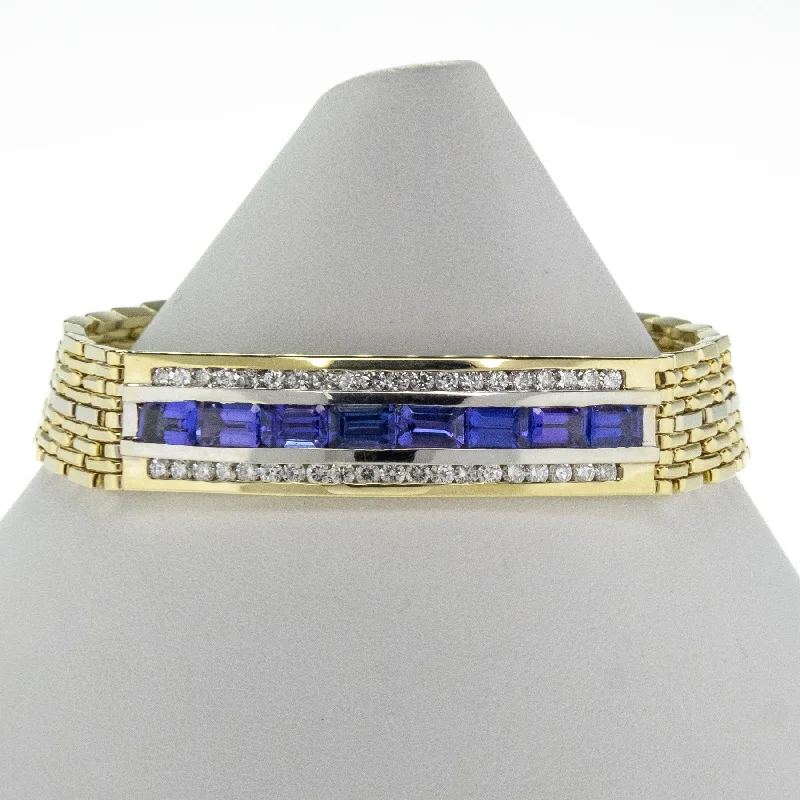 Fine cord bangles-Tanzanite and Diamond Gent's Bracelet in 14K Yellow Gold