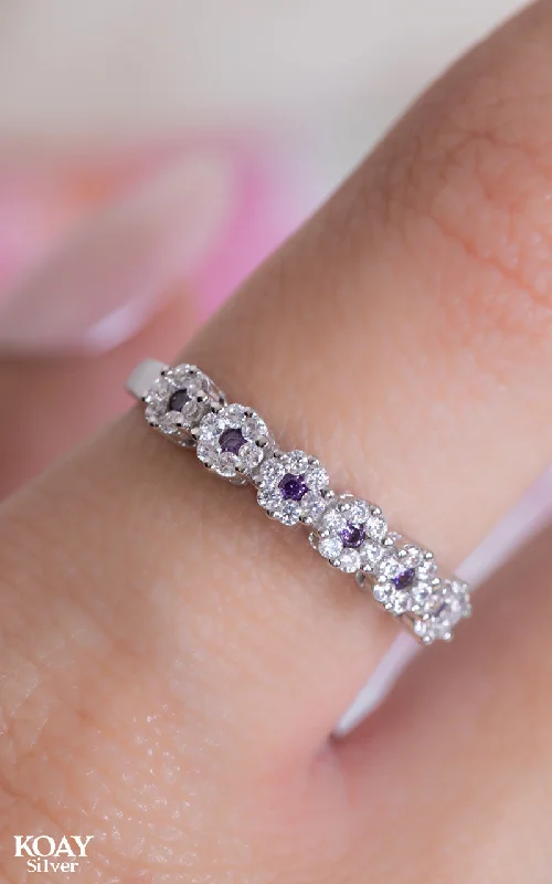 Chunky gem rings-Zircon Ring (087) Purple