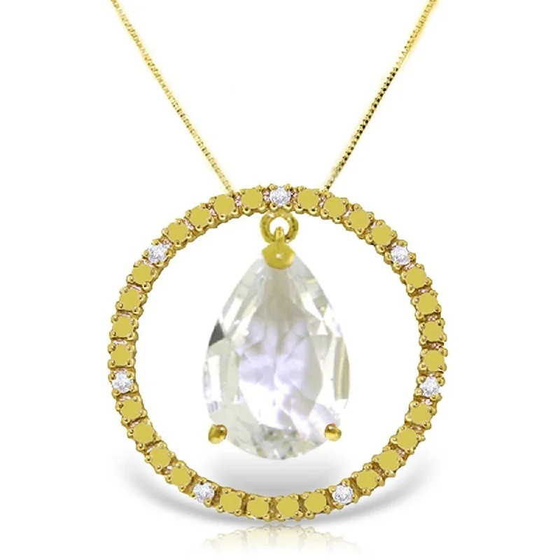 Retro charm necklaces-6.6 Carat 14K Gold Diamond White Topaz Circle of Love Necklace