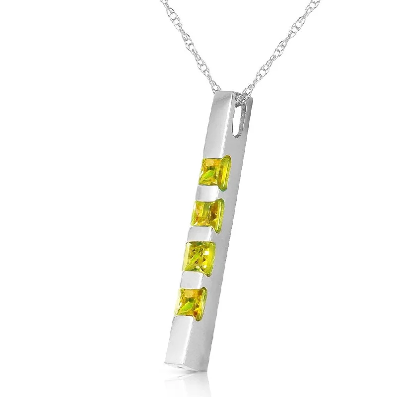 Mesh choker necklaces-0.35 Carat 14K Solid White Gold Necklace Bar Natural Peridot