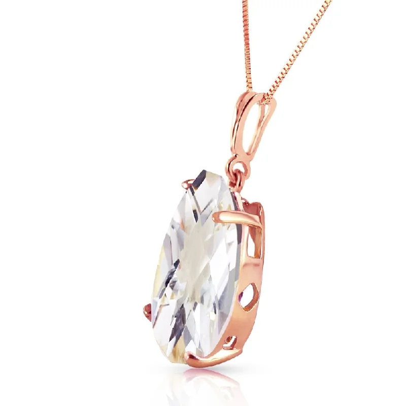 Citrine pendant necklaces-5 Carat 14K Solid Rose Gold Necklace Natural White Topaz