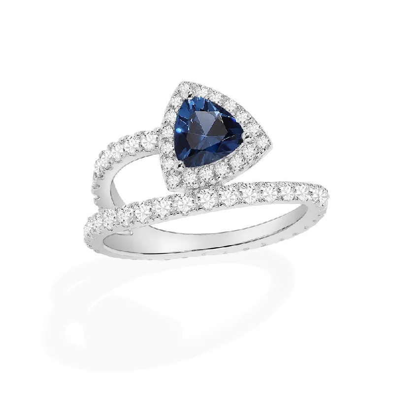 Joy charm rings-Blue triangle Pavé Ring