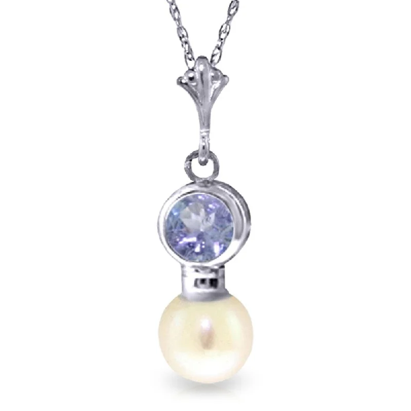 Vibrant enamel necklaces-2.48 Carat 14K White Gold Necklace Tanzanite Pearl