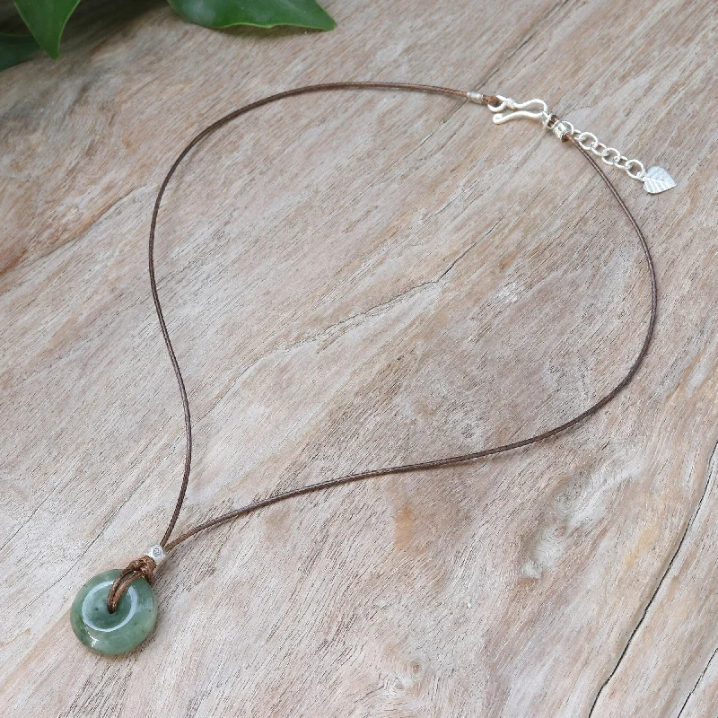 Polished bead necklaces-Novica Handmade Noble Core Jade Pendant Necklace